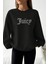 Bisiklet Yaka Juicy Kristal Taş Baskılı Basic Hoodie 3 Iplik Kalın Sweatshirt 1