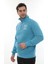 Erkek Turkuaz Standart Fit Normal Kesim Içi Polarlı Yarım Fermuarlı Dik Bato Yaka Pamuklu Sweatshirt 1
