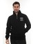 Erkek Siyah Standart Fit Normal Kesim Içi Polarlı Yarım Fermuarlı Dik Bato Yaka Pamuklu Sweatshirt 1