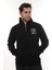 Erkek Siyah Standart Fit Normal Kesim Içi Polarlı Yarım Fermuarlı Dik Bato Yaka Pamuklu Sweatshirt 2