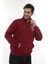Erkek Bordo Standart Fit Normal Kesim Içi Polarlı Yarım Fermuarlı Dik Bato Yaka Pamuklu Sweatshirt 1