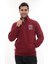 Erkek Bordo Standart Fit Normal Kesim Içi Polarlı Yarım Fermuarlı Dik Bato Yaka Pamuklu Sweatshirt 2