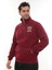 Erkek Bordo Standart Fit Normal Kesim Içi Polarlı Yarım Fermuarlı Dik Bato Yaka Pamuklu Sweatshirt 4