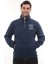 Erkek Mavi Standart Fit Normal Kesim Içi Polarlı Yarım Fermuarlı Dik Bato Yaka Pamuklu Sweatshirt 1