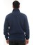 Erkek Mavi Standart Fit Normal Kesim Içi Polarlı Yarım Fermuarlı Dik Bato Yaka Pamuklu Sweatshirt 3