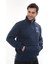 Erkek Mavi Standart Fit Normal Kesim Içi Polarlı Yarım Fermuarlı Dik Bato Yaka Pamuklu Sweatshirt 4