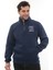 Erkek Mavi Standart Fit Normal Kesim Içi Polarlı Yarım Fermuarlı Dik Bato Yaka Pamuklu Sweatshirt 5
