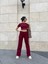 Kadın Bordo Crop Bol Paça Pantolon Alt Üst Takım 7