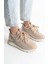 Alya Bağcıklı Ortopedik Taban Taşlı Kadın Sneaker Spor Ayakkabı - Krem 5