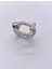 Silver Zirkon Taşlı Kilit Tasarım Yüzük Gümüş Renk Çelik 2