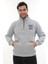 Erkek Açık Gri Standart Fit Normal Kesim Içi Polarlı Yarım Fermuarlı Dik Bato Yaka Pamuklu Sweatshirt 1