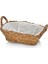 El Yapımı Hasır Kulplu Çok Amaçlı Dekoratif Dikdörtgen Sepet, Hasır Kulplu Ekmek Sepeti (27X18X8CM) 2