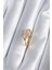 Pirinç Gold Renk Zirkon Taşlı Kalp Charm Model Kadın Yüzük - TJ-BYK2863 1
