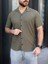Keten Gömlek Kısa Kol Haki Renk 1