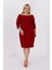 Kadın Bordo Carmen Yaka Truvakar Kol Büyük Beden Esnek Krep Elbise 2