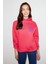 Polınıa Kadın Içi Polarlı Göğsü Baskılı Regular Fit Kontrast Kordonlu Kapüşonlu Pembe Sweatshirt 1