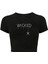Kadın Kristal Taş Baskılı White Wicked Crop T-Shirt 1