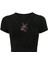 Kadın Renkli Yıldız Kristal Taş Baskılı Crop T-Shirt 1