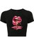 Kadın Casu Lip Dudak Baskılı Crop T-Shirt 1