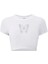 Kadın Kelebek Kristal Taş Baskılı Crop T-Shirt Beyaz 1