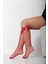 Kırmızı Fileli Diz Altı Fiyonklu Kız Çocuk Çorap 1