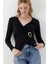 Kruvaze Kesim Toka Detaylı Bluz Siyah 1