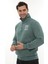 Erkek Petrol Standart Fit Normal Kesim Içi Polarlı Yarım Fermuarlı Dik Bato Yaka Pamuklu Sweatshirt 2