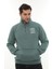 Erkek Petrol Standart Fit Normal Kesim Içi Polarlı Yarım Fermuarlı Dik Bato Yaka Pamuklu Sweatshirt 4