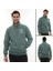 Erkek Petrol Standart Fit Normal Kesim Içi Polarlı Yarım Fermuarlı Dik Bato Yaka Pamuklu Sweatshirt 5