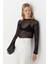 Yarı Transparan Uzun Kollu T-Shirt Siyah 2