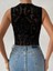Kadife Desenli Çiçek Kumaşından Yapılmış Kolsuz Bodysuit 4