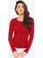 Rahat ve Şık Uzun Kollu Bisiklet Yaka Likralı Viskon Penye Body Bordo 3