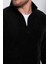 Unisex Standart Fit Rahat Kesim Tüylenme Yapmayan Soğuk Geçirmez Siyah Dik Yaka Polar Sweatshirt 4