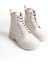 Sulina Bağcıklı Fermuarlı Ortopedik Taban Kadın Bot - Krem 6