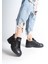 Naritha Fermuarlı & Bağcıklı Ortopedik Kadın Siyah Sneaker 6