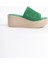 Mosina Dolgu Topuklu Ortopedik Taban Hasır Triko Yeşil Kadın Terlik 11