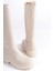 Mırax Fermuarlı Ortopedik Taban Suya ve Soğuğa Dayanıklı Kadın Çizme Krem 10