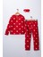 Kız Çocuk Kırmızı Süet Kalp Desenli Pijama Takımı - Uyku Bandı Hediyeli 6