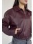 Premium Zr Oversiz Bomber Belden Lastikli Deri Ceket Bordo 2