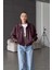 Belize Oversize Bomber Belden Lastikli Deri Ceket Bordo 1