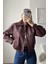 Milano Oversize Bomber Deri Ceket Bordo 1