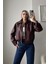 Milano Oversize Bomber Deri Ceket Bordo 3