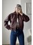 Milano Oversize Bomber Deri Ceket Bordo 4