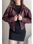 Premium Ibiza Oversiz Bomber Deri Ceket Bordo 5