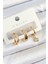 Pirinç Zirkon Taşlı Halka Model Gold Renk 3'lü Çift Kadın Küpe Set - TJ-BKP10826 1