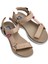 Sandals Rahat Taban Cırtlı Günlük Kadın Spor Krem Sandalet 4