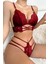 Kadın Bordo Dantel Cut-Out Detaylı Şık Sütyen ve Külot Takımı – Modern, Konforlu ve Günlük Kombinlere Uygun 2