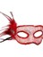 Buğz Kırmızı Yandan Tüylü Payetli Parti Maskesi 1