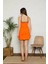 Ip Askılı Penye Gecelik Turuncu 3