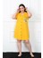 Büyük Beden Penye Düğmeli Sarı Tunik Gecelik 1